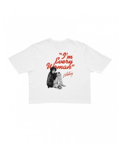 Whitney Houston Ladies' Crop Tee | I'm Every Woman Distressed Crop T-shirt $4.47 Shirts