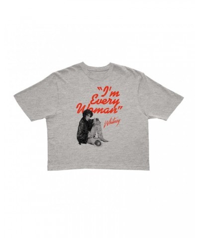 Whitney Houston Ladies' Crop Tee | I'm Every Woman Distressed Crop T-shirt $4.47 Shirts