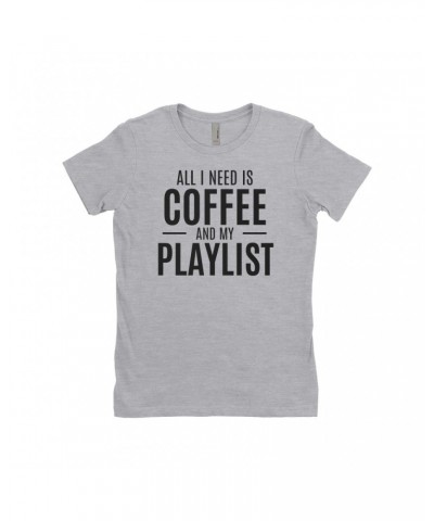 Music Life Ladies' Boyfriend T-Shirt | All I Need Is Coffee & Music Shirt $5.45 Shirts
