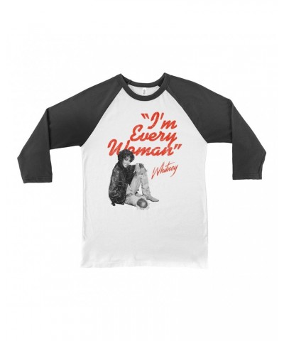 Whitney Houston 3/4 Sleeve Baseball Tee | I'm Every Woman Distressed Shirt $7.43 Shirts