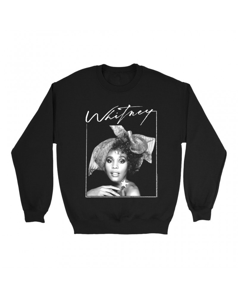 Whitney Houston Sweatshirt | 1987 Whitney Signature And White Photo Image Sweatshirt $11.99 Sweatshirts