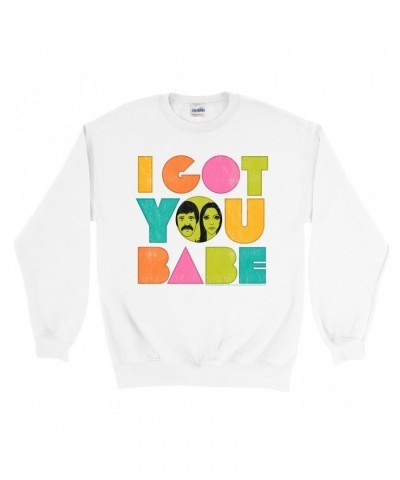 Sonny & Cher Sweatshirt | I Got You Babe Pastel Logo Distressed Sweatshirt $14.40 Sweatshirts