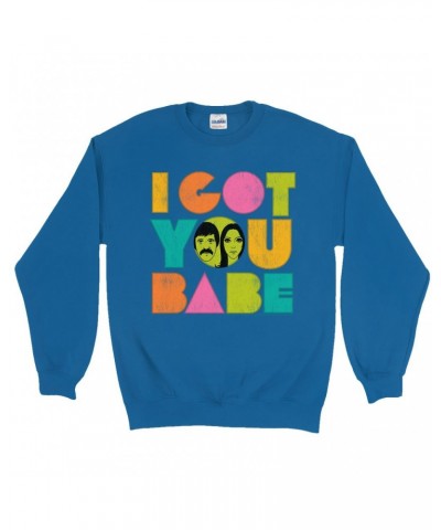 Sonny & Cher Sweatshirt | I Got You Babe Pastel Logo Distressed Sweatshirt $14.40 Sweatshirts