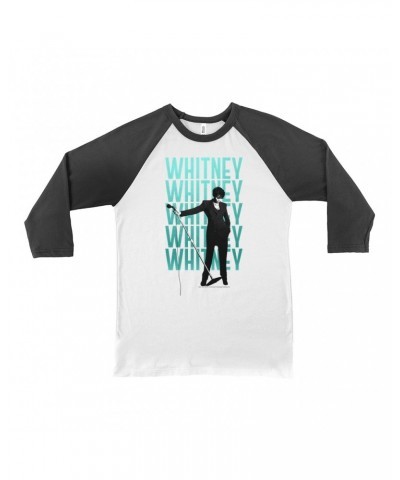 Whitney Houston 3/4 Sleeve Baseball Tee | Voice Music Truth Ombre Turquoise Image Shirt $8.54 Shirts