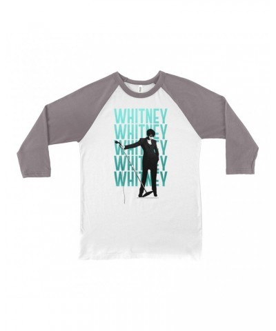 Whitney Houston 3/4 Sleeve Baseball Tee | Voice Music Truth Ombre Turquoise Image Shirt $8.54 Shirts