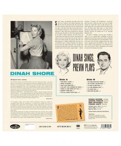 Dinah Shore DINAH SINGS - PREVIN PLAYS Vinyl Record $5.07 Vinyl