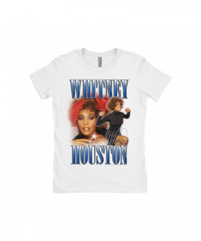 Whitney Houston Ladies' Boyfriend T-Shirt | Blue Collage Duo Shirt $9.16 Shirts