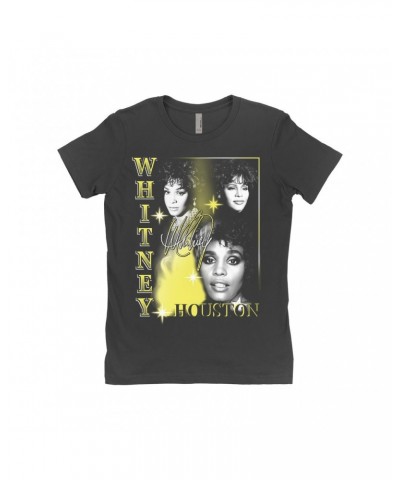 Whitney Houston Ladies' Boyfriend T-Shirt | Yellow Classic Collage Shirt $12.21 Shirts