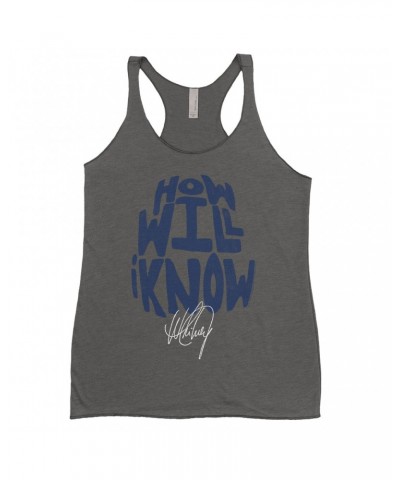 Whitney Houston Ladies' Tank Top | How Will I Know Navy Design Distressed Shirt $3.78 Shirts