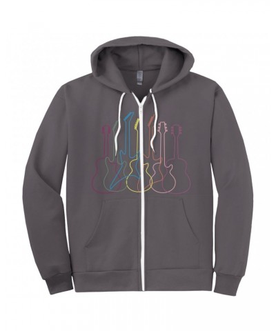 Music Life Zip Hoodie | Spectrum Guitar Shapes Hoodie $6.28 Sweatshirts