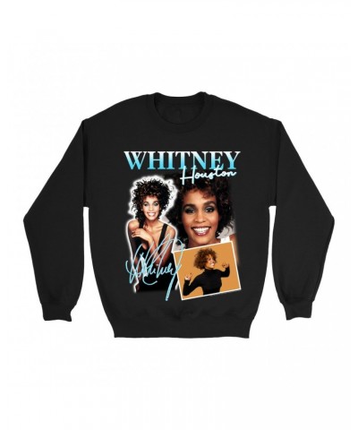 Whitney Houston Sweatshirt | 1987 Turquoise Photo Collage Design Sweatshirt $4.86 Sweatshirts