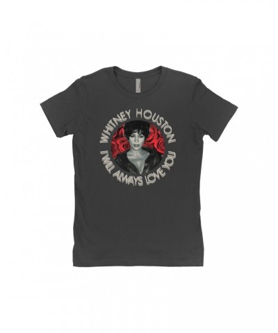 Whitney Houston Ladies' Boyfriend T-Shirt | I Will Always Love You Roses Design Shirt $11.54 Shirts