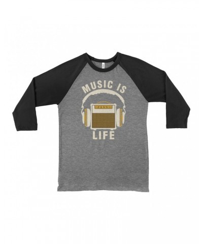 Music Life 3/4 Sleeve Baseball Tee | Music Amps Life Shirt $48.38 Shirts