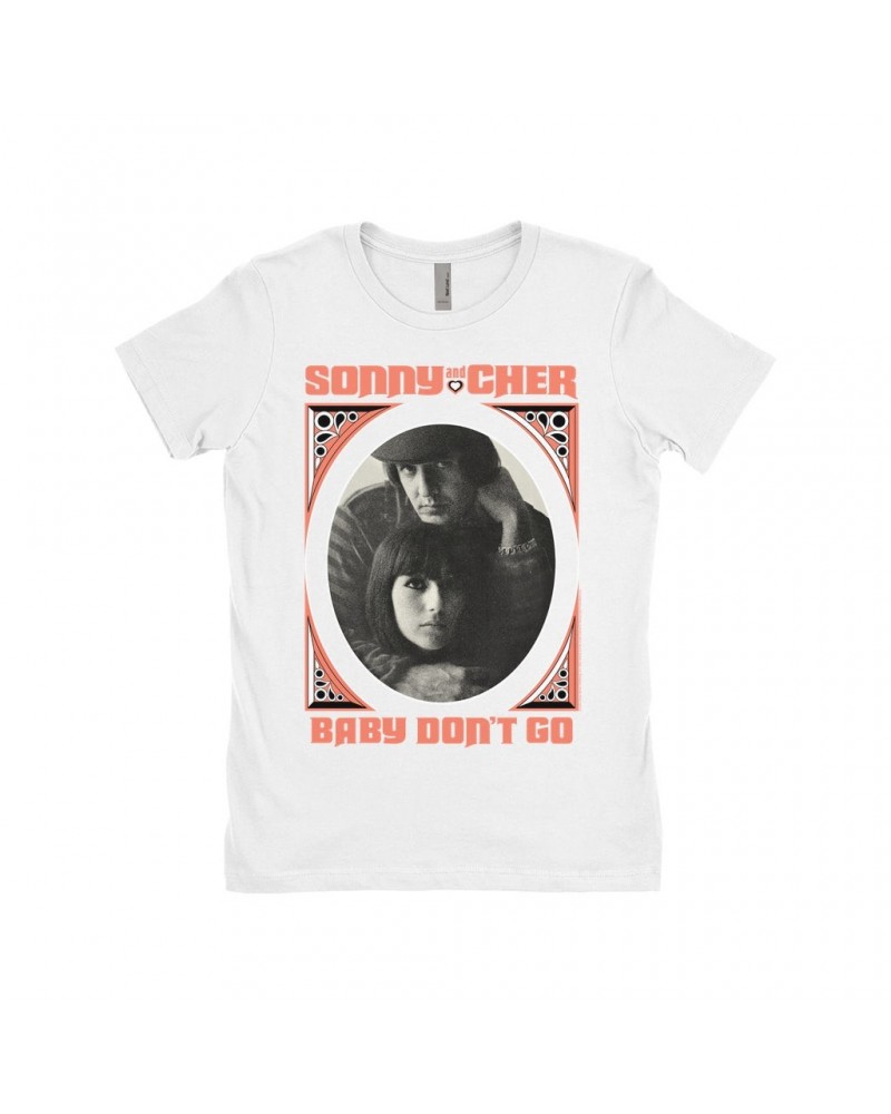 Sonny & Cher Ladies' Boyfriend T-Shirt | Baby Don't Go Retro Frame Image Shirt $4.33 Shirts